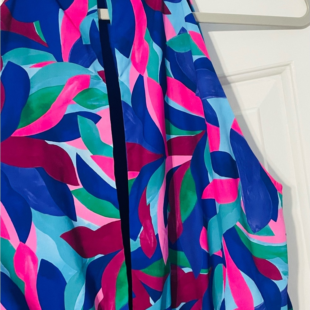 She&Sky Geo Leaf Print Halter Style Romper-Purple. Size L - Picture 4 of 7